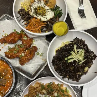 Wings, Bibimbap, Jjajangmyeon