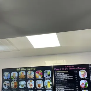 menus on the wall of a restaurant