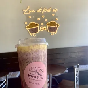 Ube brûlée milk tea