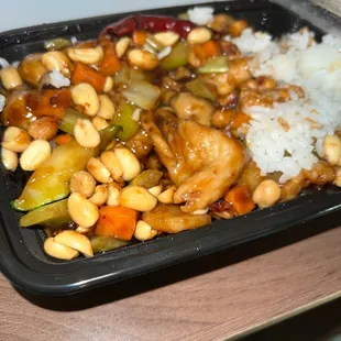 large kung pao chicken with white rice