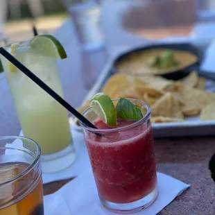Left to right: Ty-Ty Old Fashioned, Christine 21, and Frozen Watermelon Agua Fresca