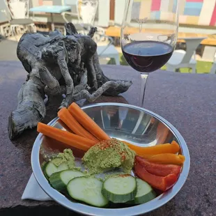 Sangiovese and Raw Veggies w Edamame dip
