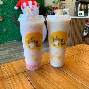 Rose Milk Tea and green Milk Green Tea