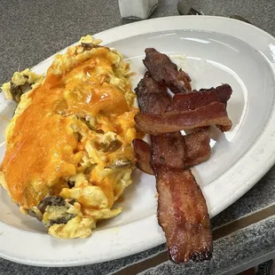 Scrambled  cheese and mushrooms, side of