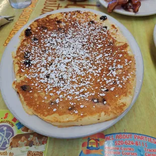 One chocolate chip pancake $5.99 Very large