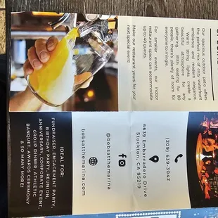 a menu and a drink