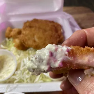Deep fried delight with a well balanced, creamy Tartar sauce.