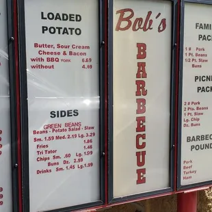 a menu for the restaurant