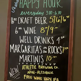 happy hour menu