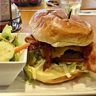 Western Bacon Cheeseburger and side salad