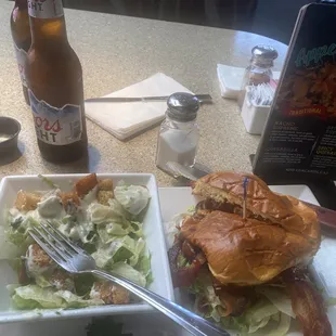 Western Bacon burger and salad