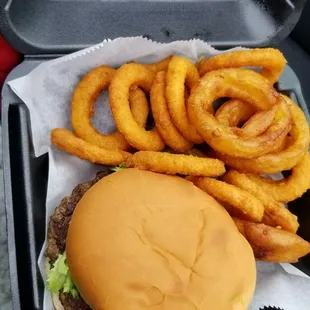 Nice Burger, and a good amount of onion rings.