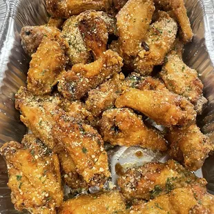 chicken wings and fried chicken, food