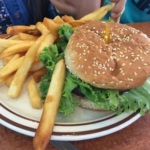 Bacon burger and fries
