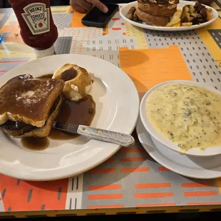 Meatloaf Sandwich.  Broccoli cheddar soup.