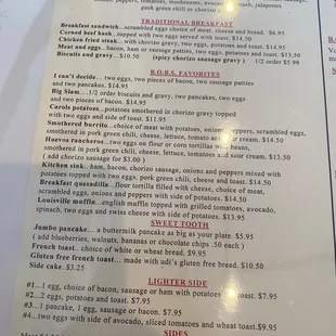 The menu