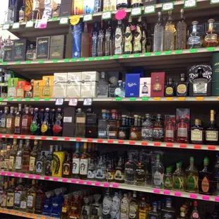 shelves of liquor