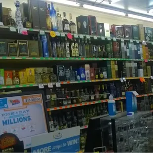 shelves of liquor