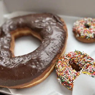 a chocolate donut with sprinkles