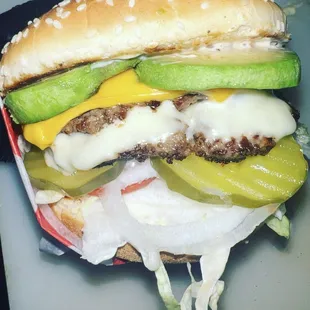 Double avocado cheeseburger