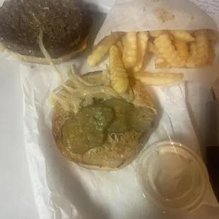 Onions on my Double Pattie Burger Meal