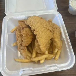 Chicken tenders and fries