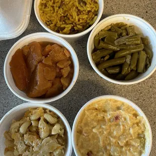Yams Mac &amp; Cheese String Beans Oxtail Rice Potato Salad