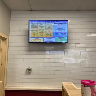 the menu on the wall