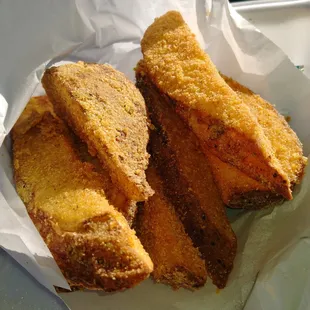huge potato wedges, breaded but not crispy enough.