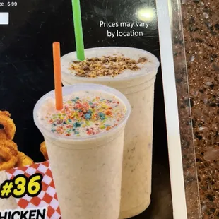 Shakes in the corner of menu on counter wanna try next time!!