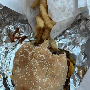 Western bacon cheeseburger..onion ring BBQ SAUCE ..bacon ..cheese and beef patty on a sesame seed bun !! Woohoo!!!