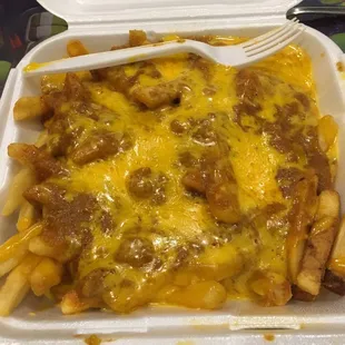 Chili cheese fries $5.25