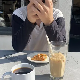 Plain ol' coffee .. a Carburetor .. and a Spinach Feta Pastry