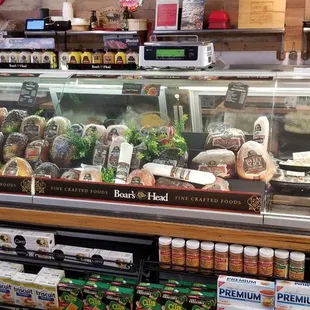 a display of meats and cheeses