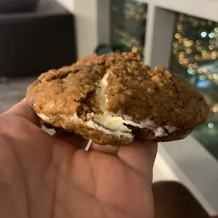 Oatmeal cookie sandwich - greasy and undercooked mess that melts out of your hand, in a bad way