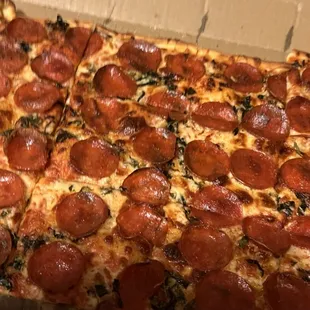 Carlitos Way with Basil, pepperoni, and mozzarella