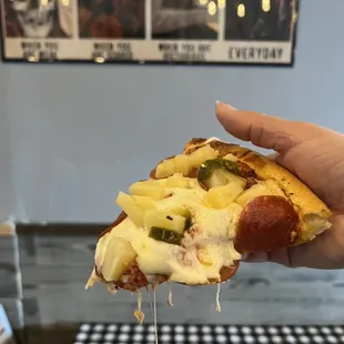 Pepperoni, pineapple, jalapeño