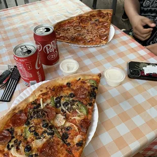 Bob special and pepperoni and sausage slice