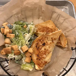Grilled cheese sandwich &amp; Caesar salad from Deli