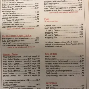 the menu of the restaurant