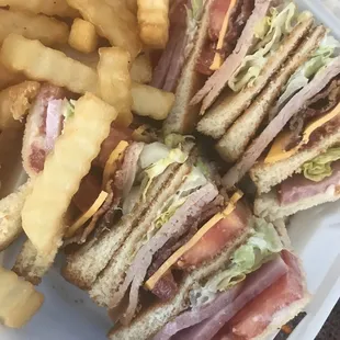 Club sandwich and fries!