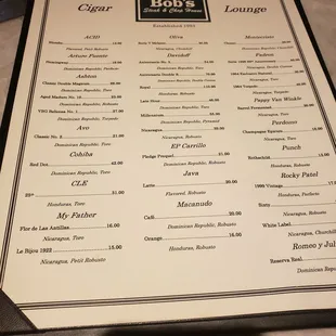 menu