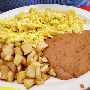 Migas, Beans and Potatoes Breakfast Plate