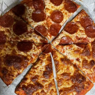 Half Pepperoni Half Cheese on Thin Crust with Marinara Sauce