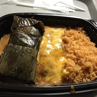 #3 Combo. Tamale Enchilada Rice