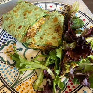 Grinch wrap with salad
