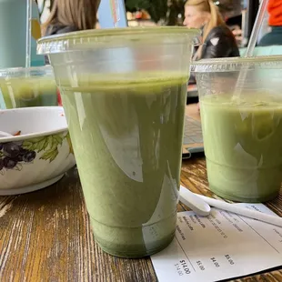 two cups of green smoothie