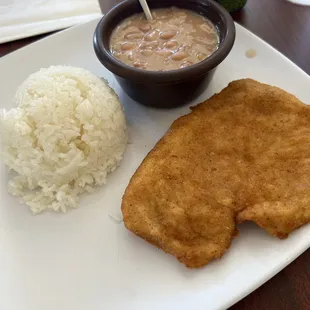 Lunch special Frango a Milanesa very good breaded chicken with 2 sides