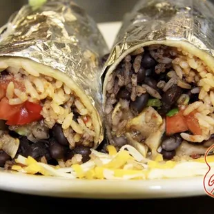 two burritos on a plate