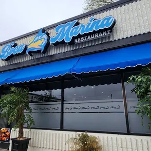 the front of the restaurant